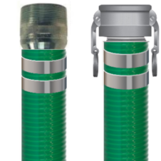 Green PVC Suction Hose with Camlock and NPT Fittings - 2" x 10' Light-Duty Water Discharge Hose for Construction, Dewatering, Agricultural and Industrial Applications - Resistant to Chemicals | 1006-200-0240-AL-CXMP